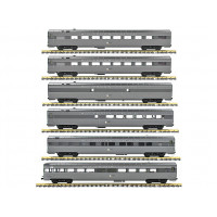 Smooth Sided Modern Passenger Cars (6 Car Set) - Southern Pacific Lark Gray